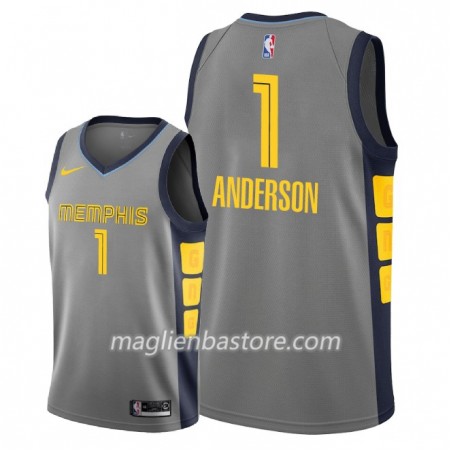 Maglia NBA Memphis Grizzlies Kyle Anderson 1 2018-19 Nike City Edition Grigio Swingman - Uomo